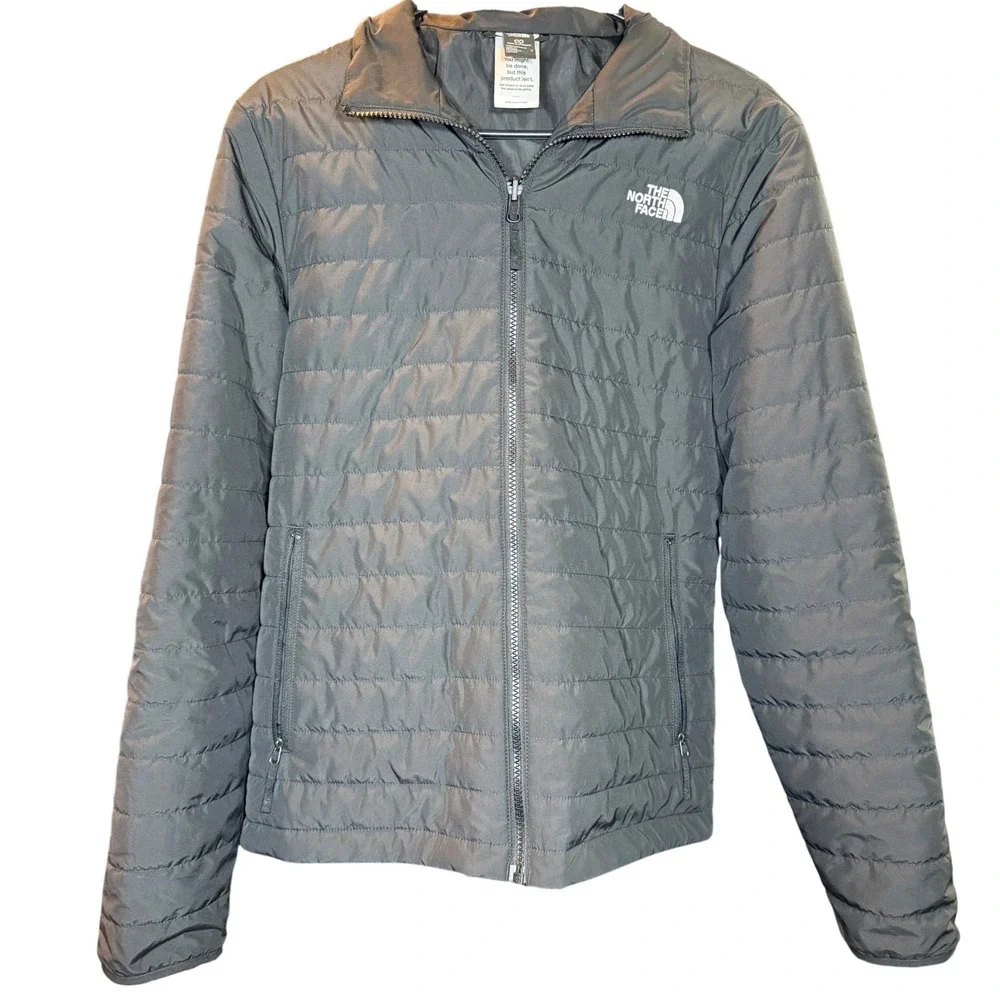 The North Face Mens Circular Design Puffer Jacket Black Full Zip Insulated Small